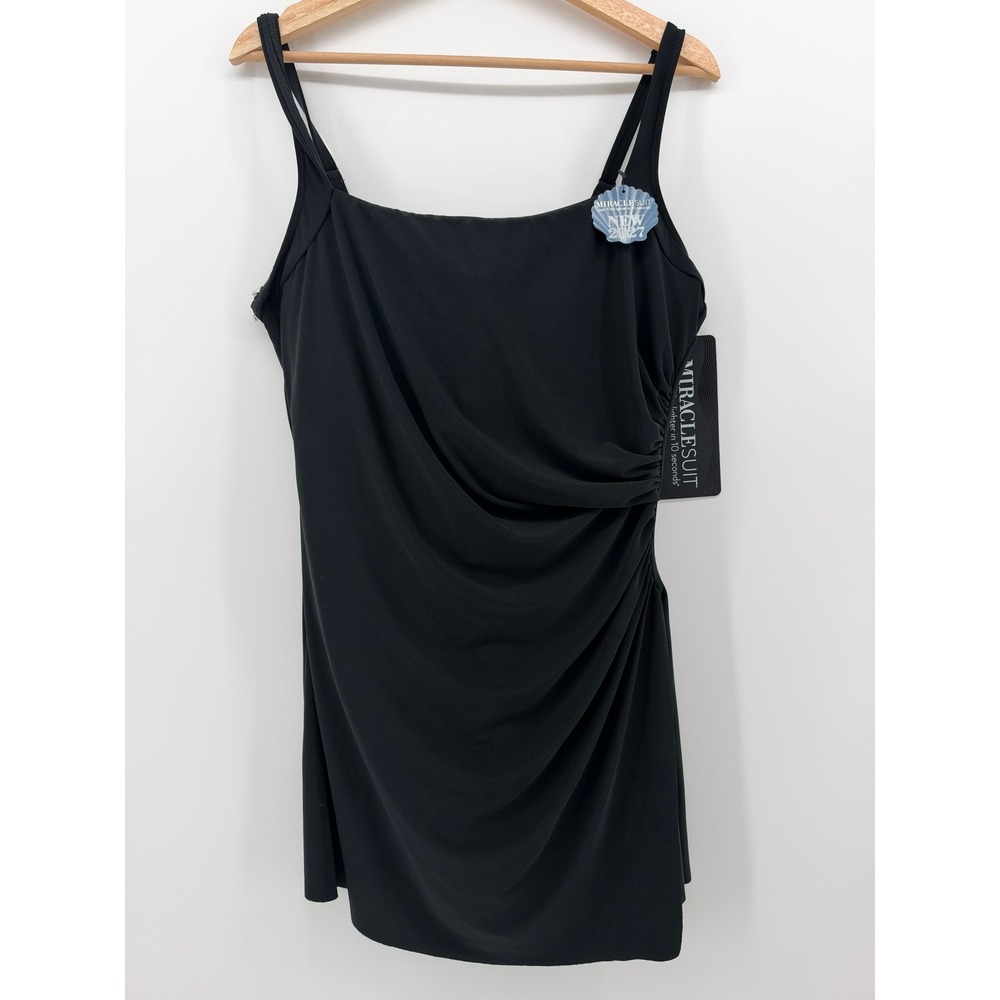 Miraclesuit Orla Swimdress Black One Piece Swimsuit Size 16 NEW NWT